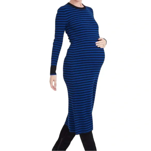 Hatch Maternity Striped Merino Wool Midi Dress - Picture 3 of 6